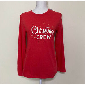 Cat & Jack Long Sleeve Christmas Crew T-Shirt for Adult Unisex Large (NEW) Red
